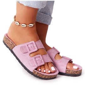 MSMG Suede Slippers On A Cork Sole Light Violet Jennifer purple