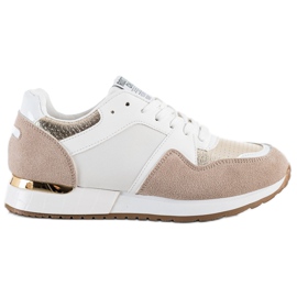 SHELOVET Stylish WHITE AND BEIGE Sneakers SHELOVET Stylish WHITE AND BEIGE Sneakers