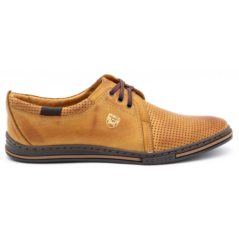 Polbut Leather men's shoes 343 perforation red multicolored orange