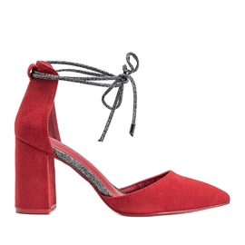 Red tied pumps on the Eliza post