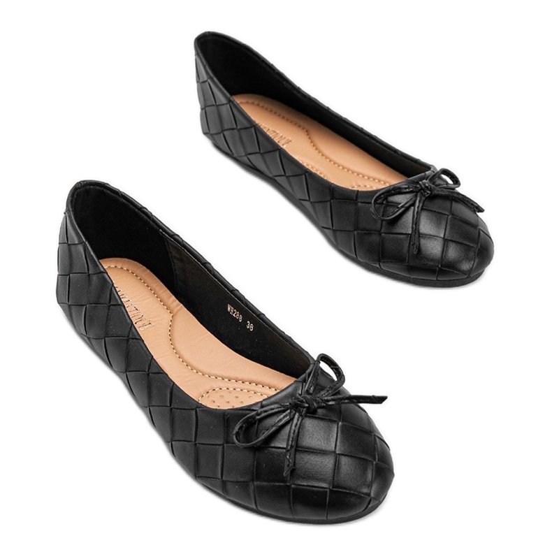 Kaiden black braided ballerinas