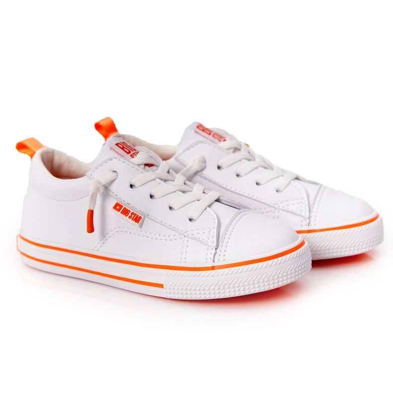 Children's Eco-leather Sneakers Big Star HH374036 White-Orange Children's Eco-leather Sneakers Big Star HH374036 White-Orange