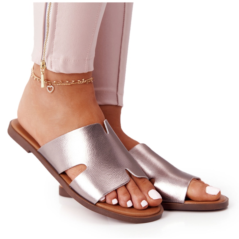 Leather Slippers Sergio Leone Sk 063 Silver