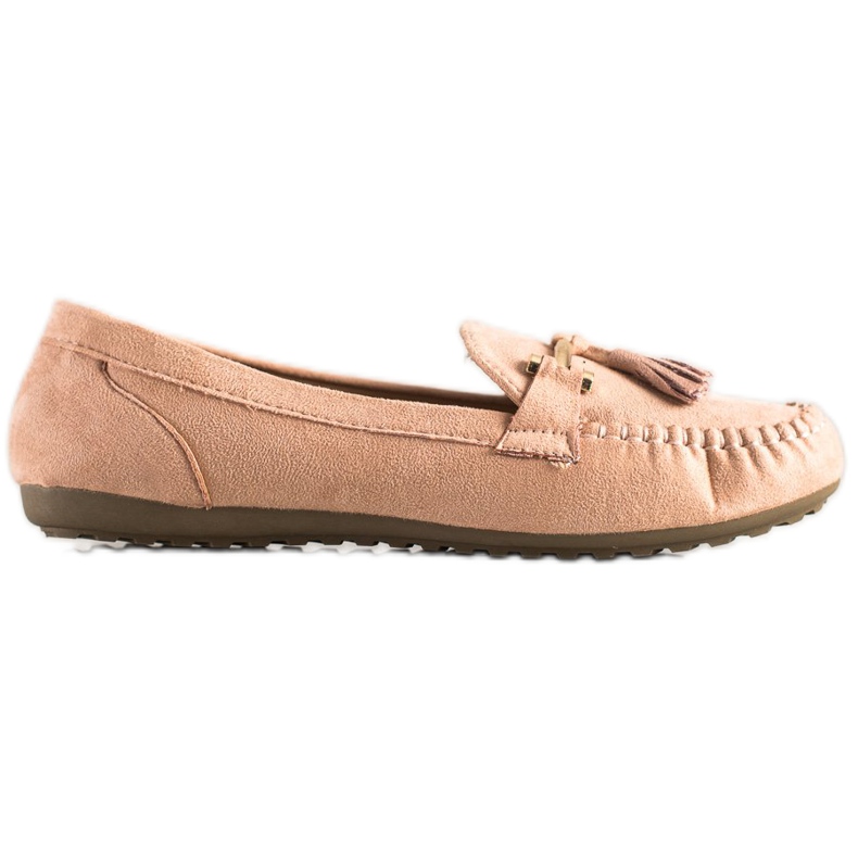 Queentina Fashionable suede loafers beige pink Queentina Fashionable suede loafers beige pink