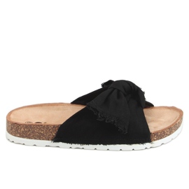 Black WS11 Black cotton cork slippers