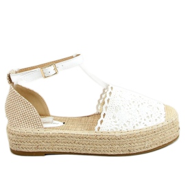 White lace espadrilles 888-85 White
