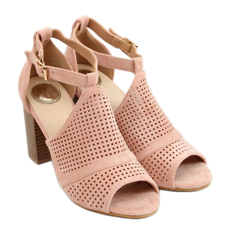 Pink open toe heeled sandals CZ-10220 Pink