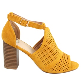Open toe high heeled sandals CZ-10220 Yellow
