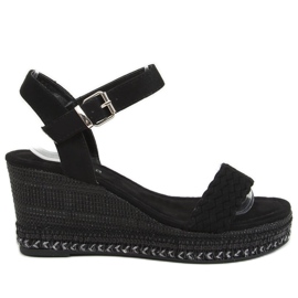 Black LL-31 Black wedge sandals