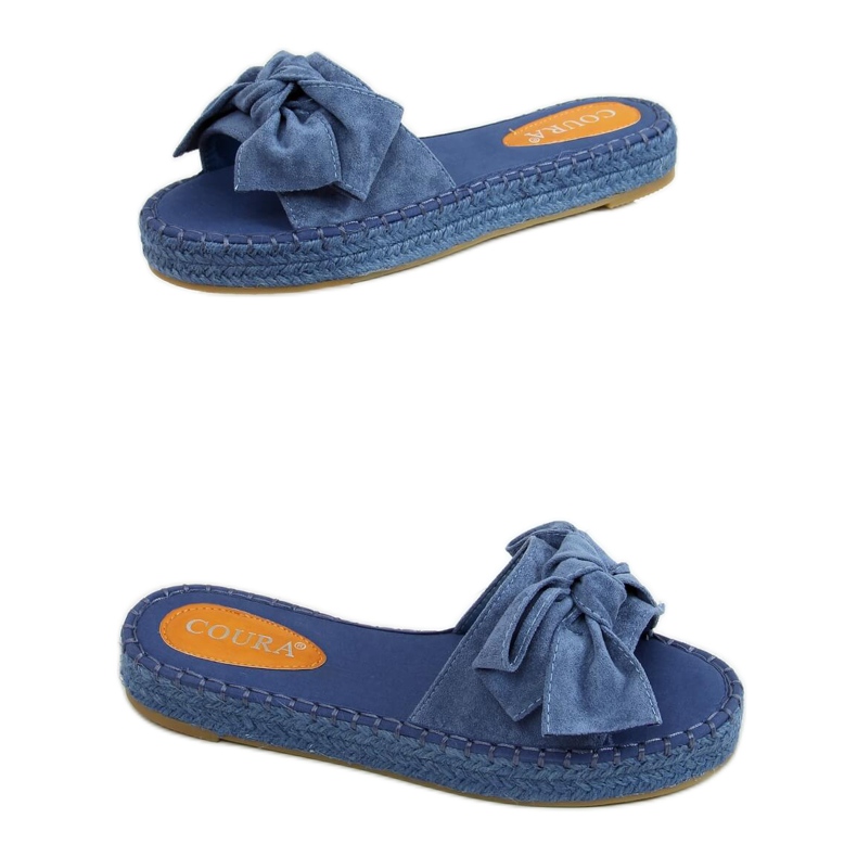 Blue espadrilles slippers with a bow 266 Blue