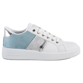SHELOVET Sports shoes with a suede insert white blue