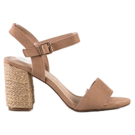 Sandals With A Braided Heel VINCEZA beige