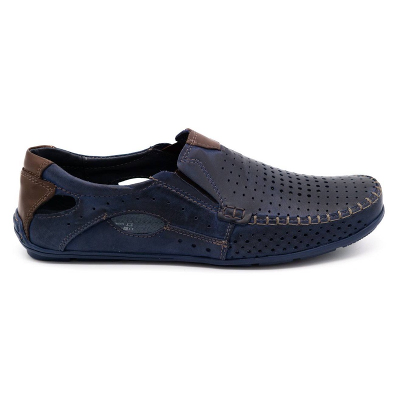 Mario Pala Men's shoes moccasins 901 summer navy blue grain brown