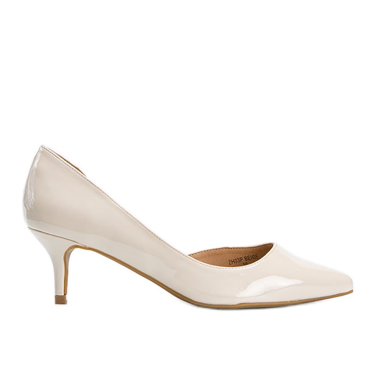 Beige lacquered pumps on a Brita stiletto heel