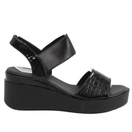 Black sandals on a wedge heel 3193 Black