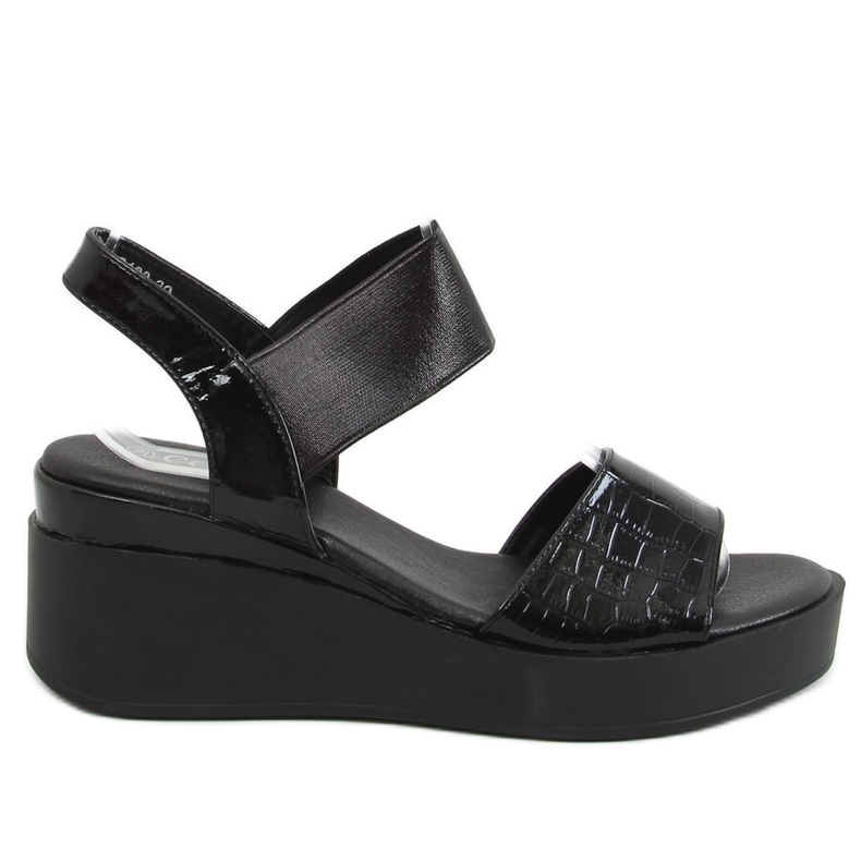 Black sandals on a wedge heel 3193 Black