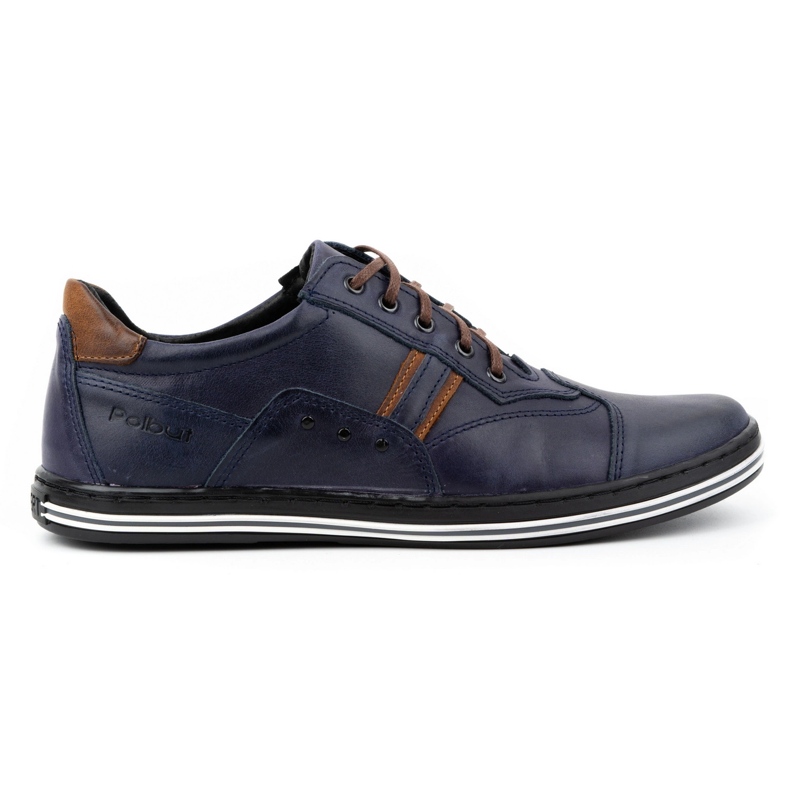 Polbut Men's casual shoes 1801 navy blue nubuck / camel