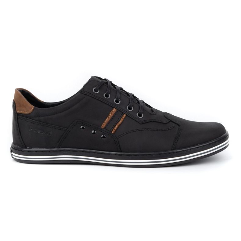Polbut Casual men's shoes 1801 black nubuck / camel