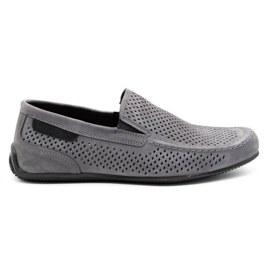 Polbut Men's leather loafers 2105P gray grey