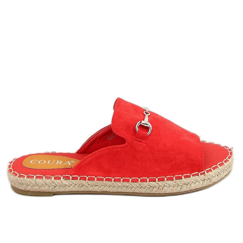 Slippers espadrilles with a buckle red 8294 Red