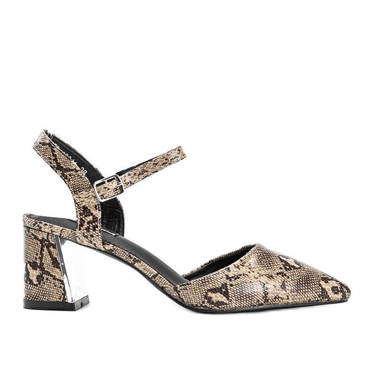 Pumps in the snake skin pattern on the Anita block beige