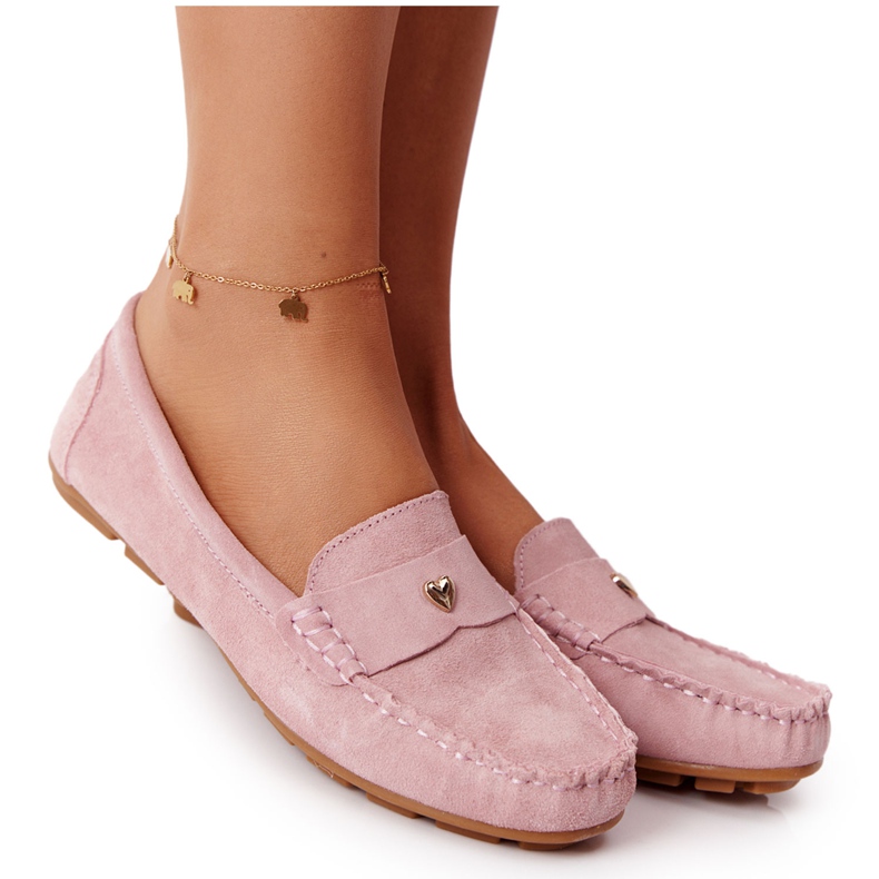 S.Barski Women's Suede Loafers S. Bararski Pink