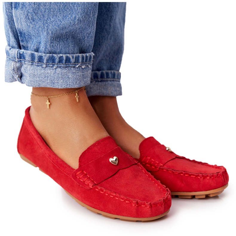 S.Barski Women's suede loafers from S. Bararski Red S.Barski Women's suede loafers from S. Bararski Red