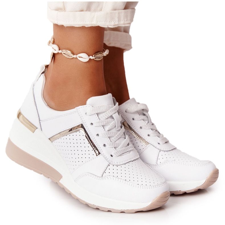 Leather Wedge Sneakers S.Barski White Leather Wedge Sneakers S.Barski White