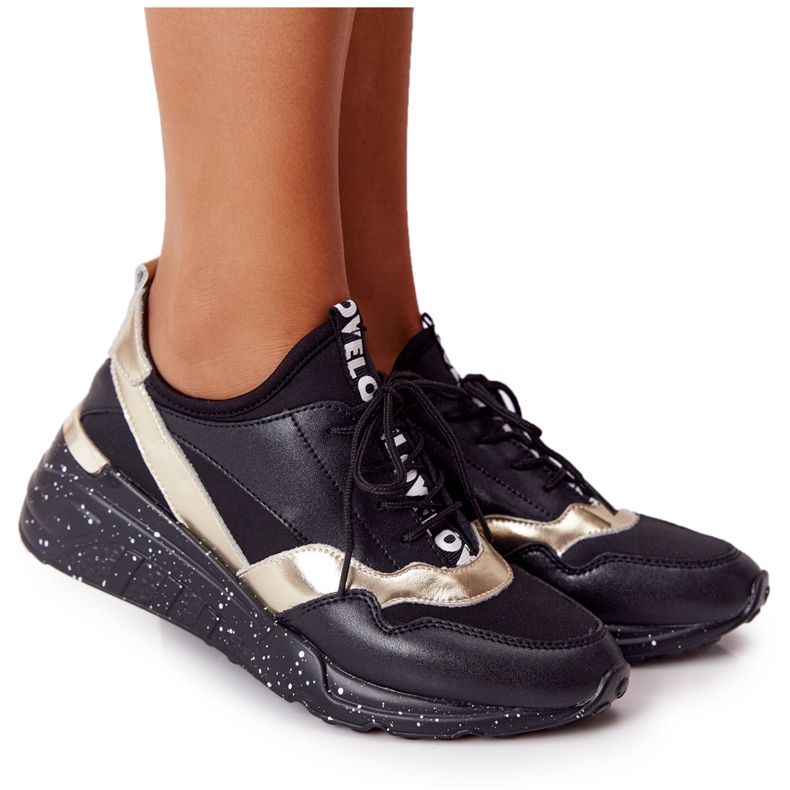 Leather Wedge Sneakers S.Barski Black and Gold