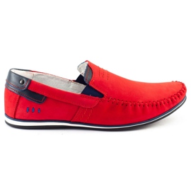 KOMODO Men's leather loafers 876 red navy blue