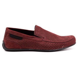 Polbut Men's leather loafers 2105P claret red