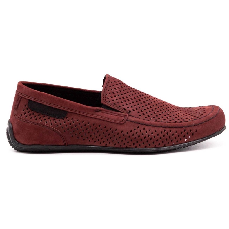 Polbut Men's leather loafers 2105P claret red
