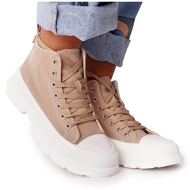 Women's High Sneakers On A Large Sole Light Brown Trissy