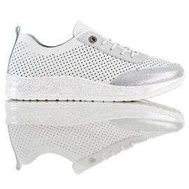 Goodin White and silver leather sneakers