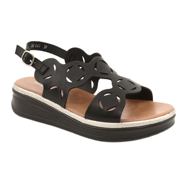 Sergio Leone Women's Eco-Skick Sandals Black SK041 Sergio Leone Women's Eco-Skick Sandals Black SK041