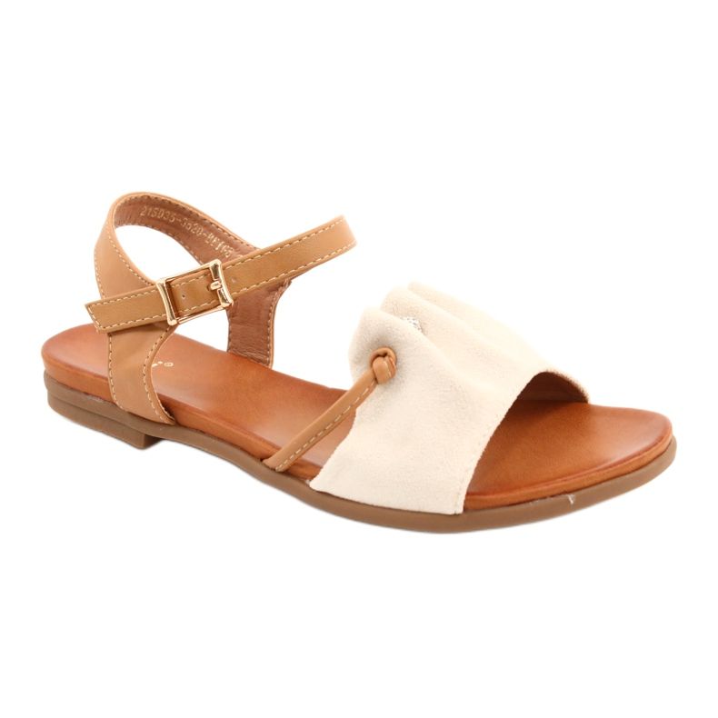Women's sandals with cubic zirconia JEZZI 21SD35-3520 beige brown