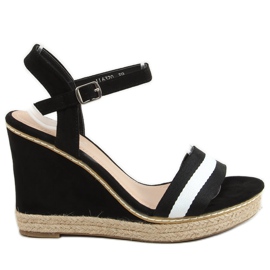 Black Sandals on a black wedge LL6320 Black
