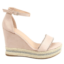 Sandals on a beige wedge LL6351 Nude