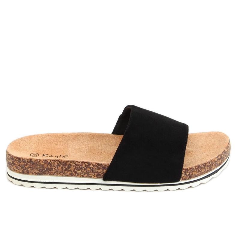 Black women's cork slippers 38840 Black