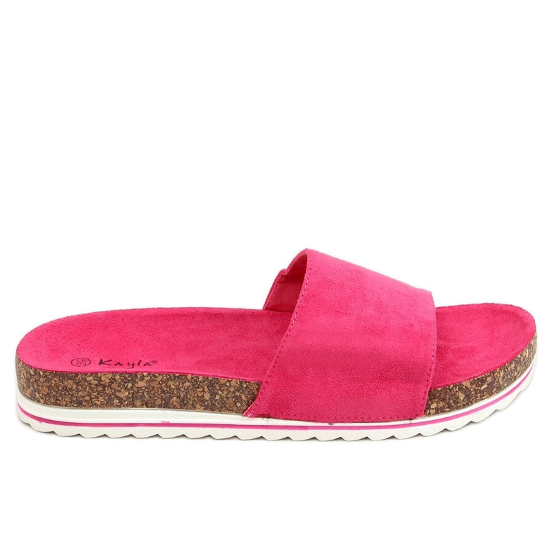 Women's fuchsia cork slippers 38840 Fushia pink