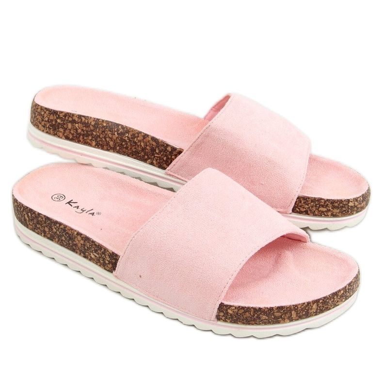 Women's pink cork slippers 38840 Pink