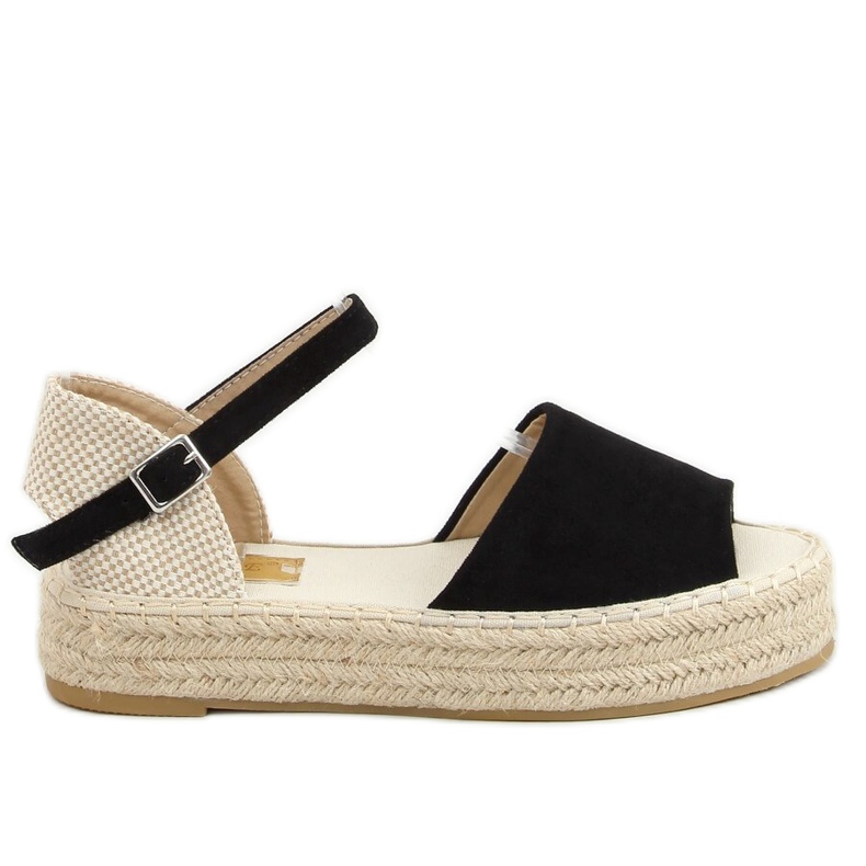 Black open toe espadrilles A663-ESP-1 Black beige