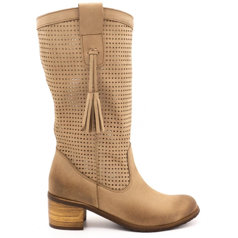 Olivier Women's openwork boots D44 beige
