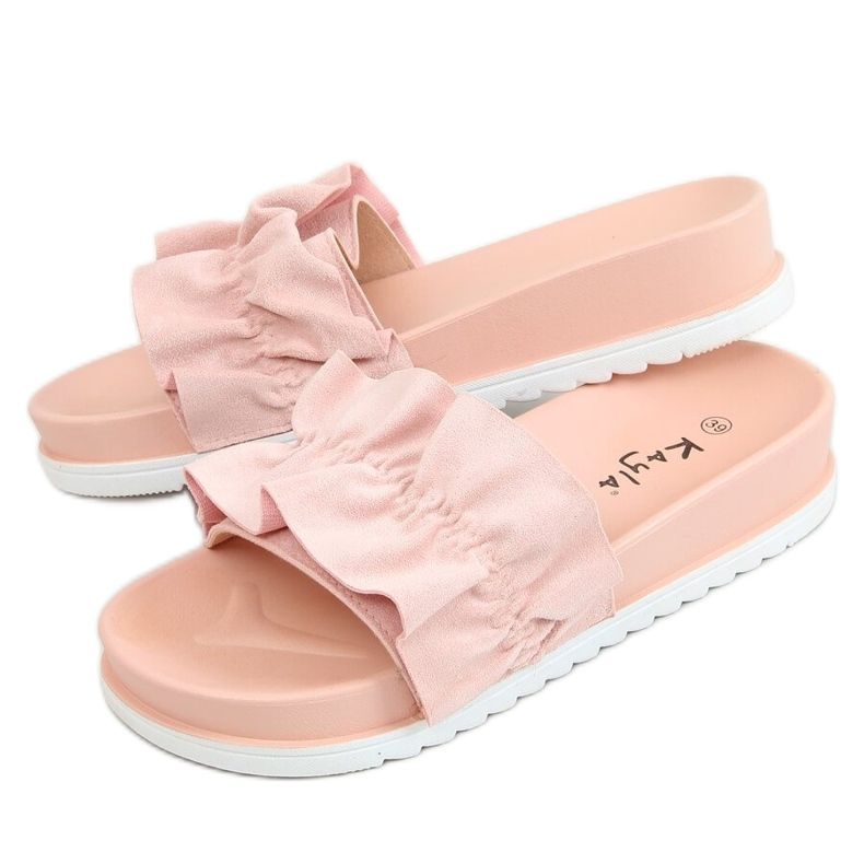 Pink Women's pink slippers with frill 38862 Pink