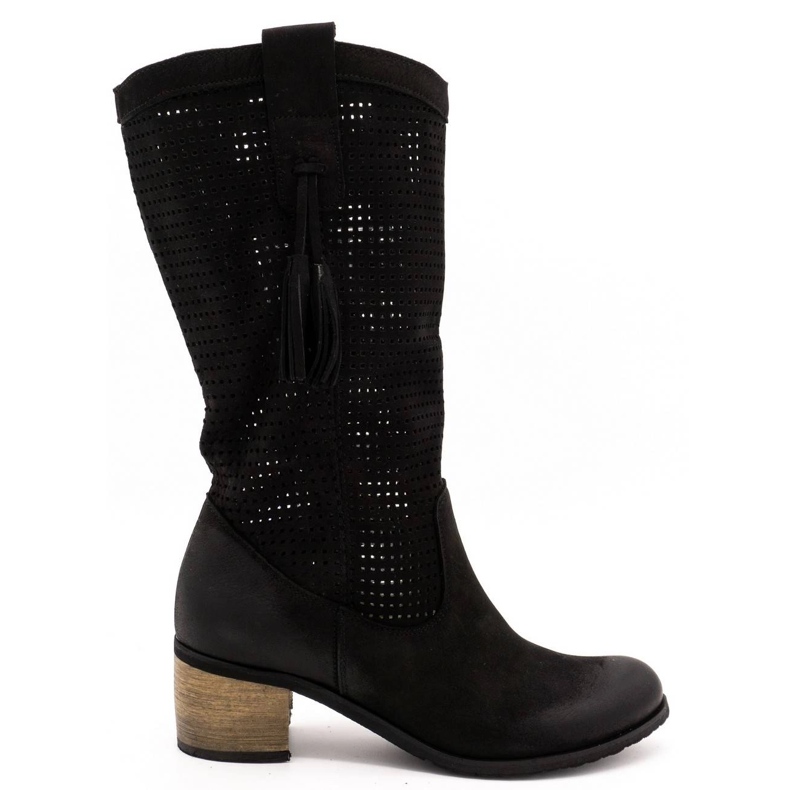 Olivier Women's black boots D44 openwork