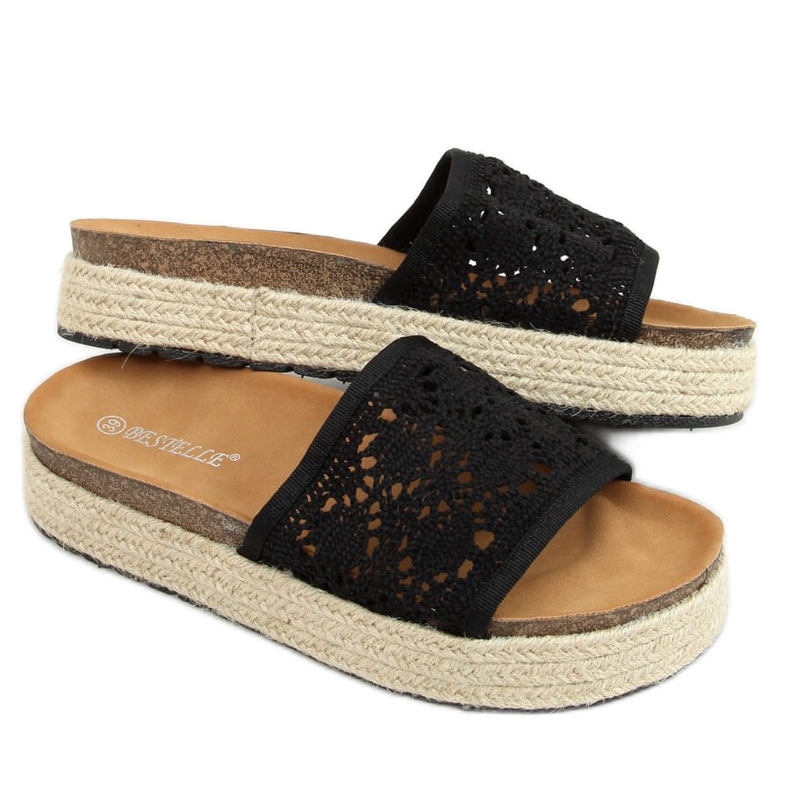 Black openwork espadrilles 20-349 Black
