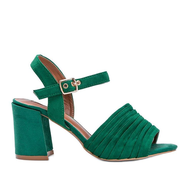 Green sandals on a block of eco-suede Aliya