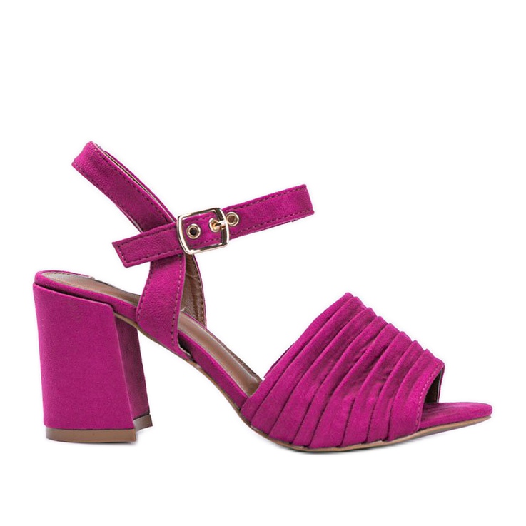 Pink sandals on a block made of eco-suede Aliya
