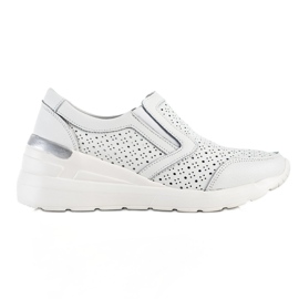 Goodin White Leather Slip-On Sneakers Goodin White Leather Slip-On Sneakers