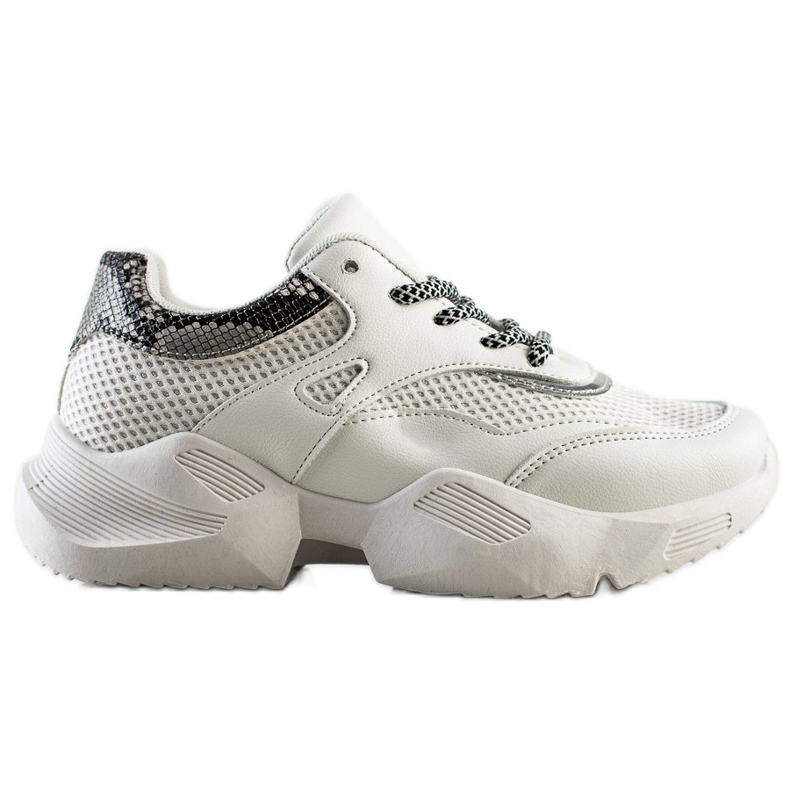 SHELOVET White Snake Print Sneakers